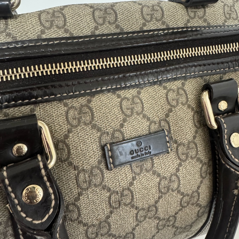 Gucci Brown GG Supreme Canvas Boston Bag with Dark Brown Leather Trim - Picture 5 of 9